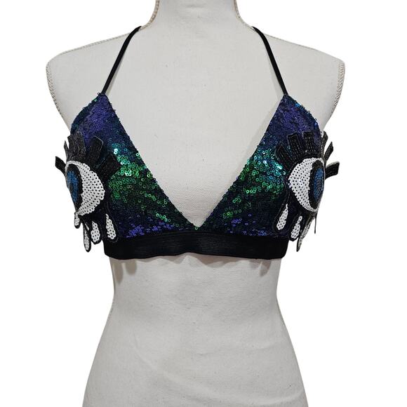 Rave wonderland Tops - Rave Wonderland Sequin Evil Eye Festival Bralette Y2K Size M/L